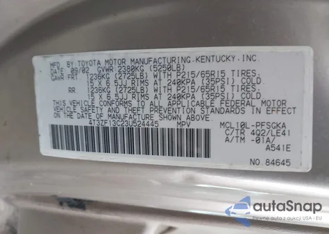 2003 Toyota Sienna Xle из США, поврежденный, VIN 4T3ZF13C23U524445